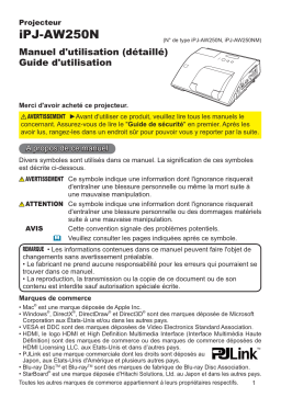 Hitachi iPJAW250N Projector Manuel utilisateur