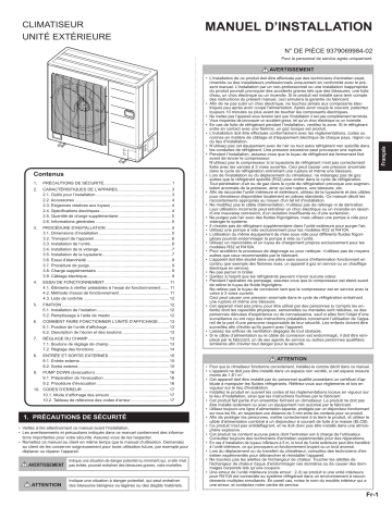 AOHG30KMTA | ROG36KMTA | ROG30KMTA | AOYG30KMTA | AOHG36KMTA | Installation manuel | Fujitsu AOYG36KMTA Guide d'installation | Fixfr