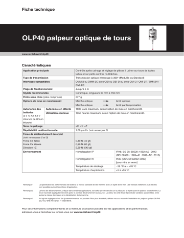 Renishaw OLP40 optical lathe probe Manuel utilisateur | Fixfr