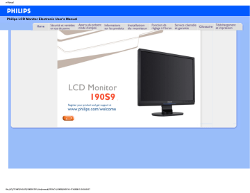 190S9FS/00 | Manuel du propriétaire | Philips 190S9FB/00 Brilliance Moniteur LCD Manuel utilisateur | Fixfr