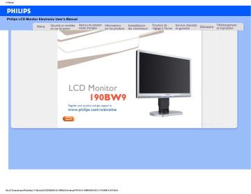 Philips 190BW9CS/00 Brilliance Moniteur LCD écran large Manuel utilisateur | Fixfr