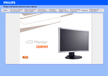 Philips 200BW8ES/00 Moniteur LCD écran large Manuel utilisateur | Fixfr