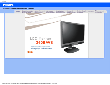 Philips 240BW8EB/00 Moniteur LCD écran large Manuel utilisateur | Fixfr