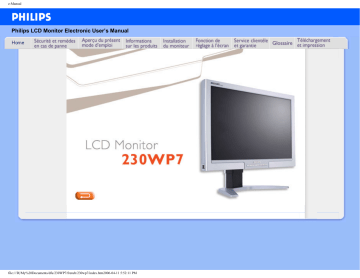 Philips 230WP7NS/00 Brilliance Moniteur LCD écran large Manuel utilisateur | Fixfr