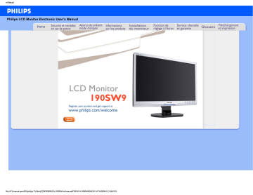 Philips 190SW9FS/00 Brilliance Moniteur LCD écran large Manuel utilisateur | Fixfr