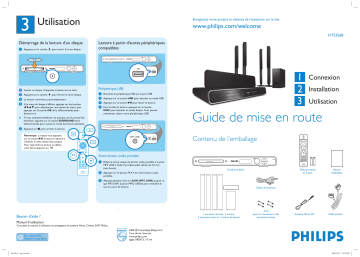 Philips HTS3568/12 Home Cinéma 5 enceintes Guide de démarrage rapide | Fixfr