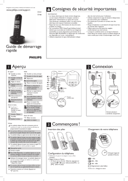 Philips D1611B/34 Téléphone fixe sans fil Guide de démarrage rapide