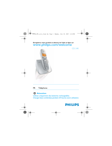 CD2401S/FT | Philips CD2402S/FT Téléphone sans fil Manuel utilisateur | Fixfr