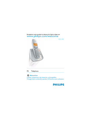 CD2451S/FT | Philips CD2452S/FT Téléphone sans fil avec répondeur Manuel utilisateur | Fixfr