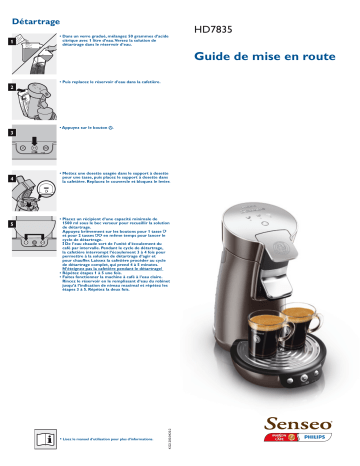 SENSEO® HD7835/11 SENSEO® Viva Café Premium Machine à café à dosettes Guide de démarrage rapide | Fixfr