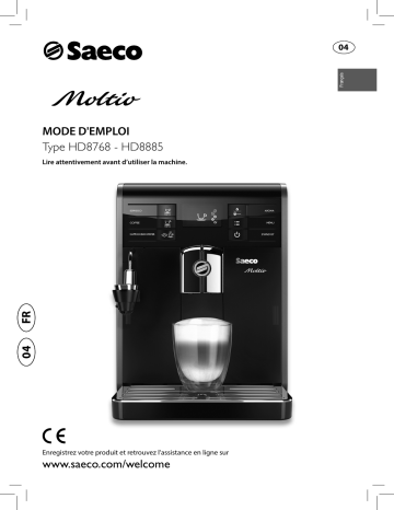 Saeco HD8768/21 Saeco Moltio Machine espresso Super Automatique Manuel utilisateur | Fixfr