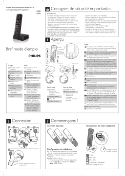 Philips D4751B/34 Téléphone fixe sans fil avec répondeur Manuel utilisateur