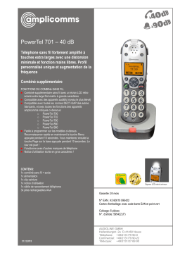 Amplicomms PT 701 Fiche technique