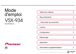 Pioneer VSX-934 AV Receiver  Manuel utilisateur