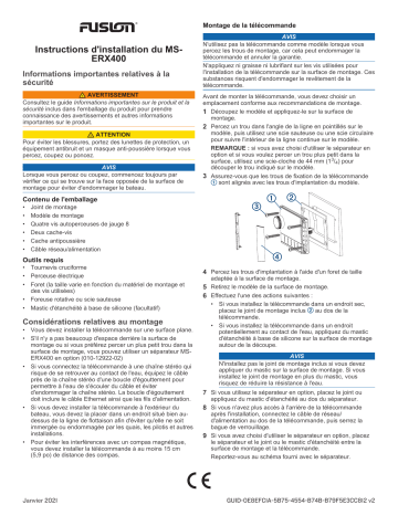 Fusion MS-ERX400 Apollo Wired Remote Control Guide d'installation | Fixfr