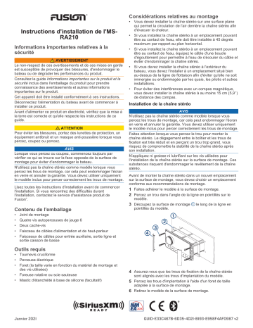 Fusion MS-RA210 Marine Entertainment System Guide d'installation | Fixfr