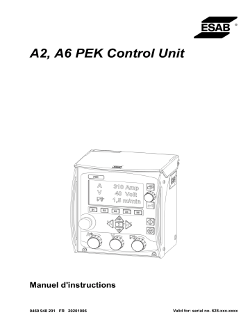 A6 PEK Control Unit | ESAB A2 Manuel utilisateur | Fixfr