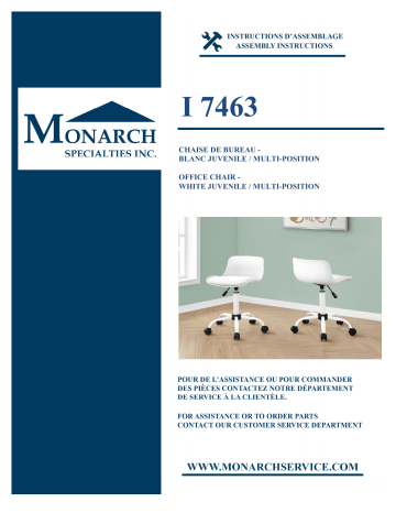 Monarch Specialties I 7463 OFFICE CHAIR Manuel utilisateur | Fixfr