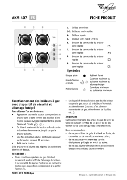 Whirlpool AKM 407/NB Hob Manuel utilisateur