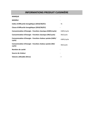 Product information | Whirlpool ACH 9511 G/IX Cooker Manuel utilisateur | Fixfr