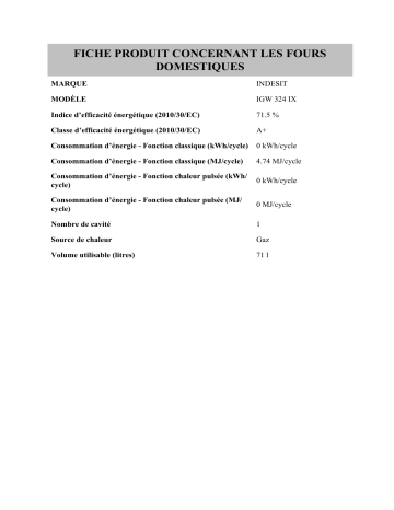 Product information | Whirlpool IGW 324 IX Manuel utilisateur | Fixfr