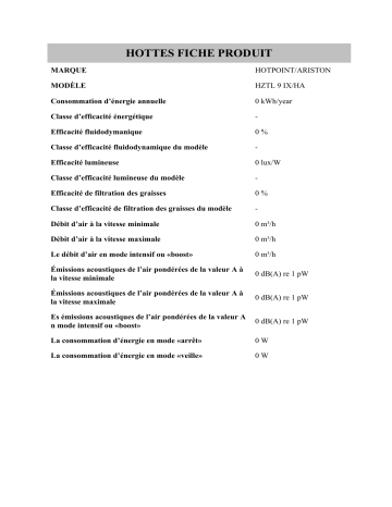 Product information | Whirlpool HZTL 9 IX/HA Manuel utilisateur | Fixfr