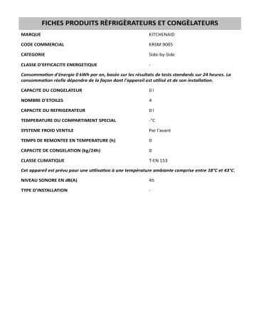 Product information | Whirlpool KRSM 9005 Manuel utilisateur | Fixfr