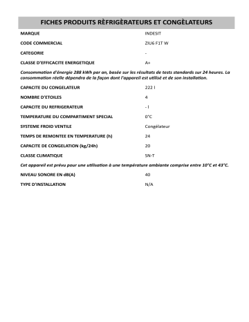 Product information | Whirlpool ZIU6 F1T W Manuel utilisateur | Fixfr