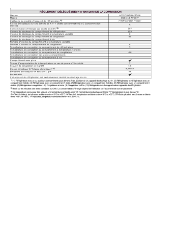 Product information | HOTPOINT/ARISTON BCB 313 AVEI FF Fridge/freezer combination Manuel utilisateur | Fixfr