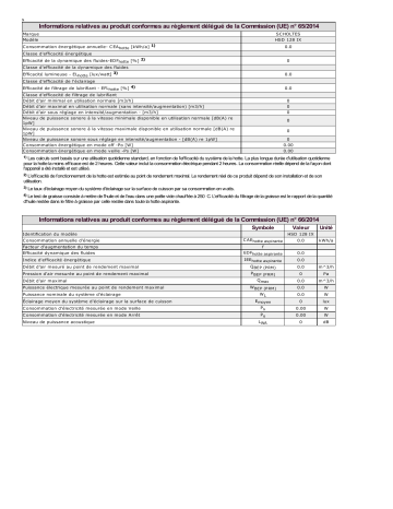 Product information | Scholtes HSD 128 IX Hood Manuel utilisateur | Fixfr