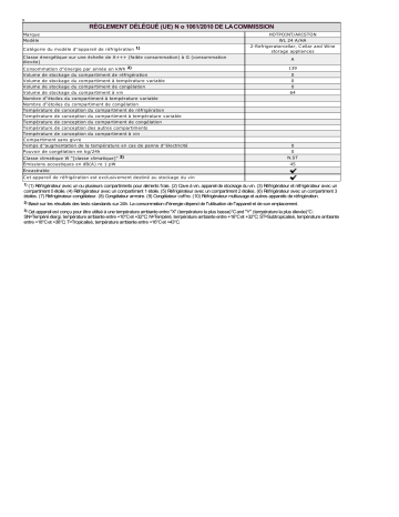 Product information | HOTPOINT/ARISTON WL 24 A/HA Winestorage Manuel utilisateur | Fixfr