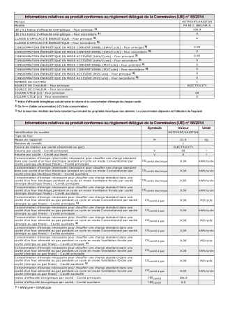 Product information | HOTPOINT/ARISTON FH 83 C (BK)/HA S Oven Manuel utilisateur | Fixfr