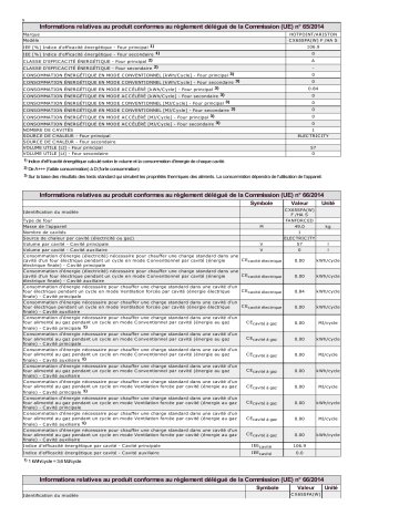 Product information | HOTPOINT/ARISTON CX65SFA(W) F /HA S Cooker Manuel utilisateur | Fixfr