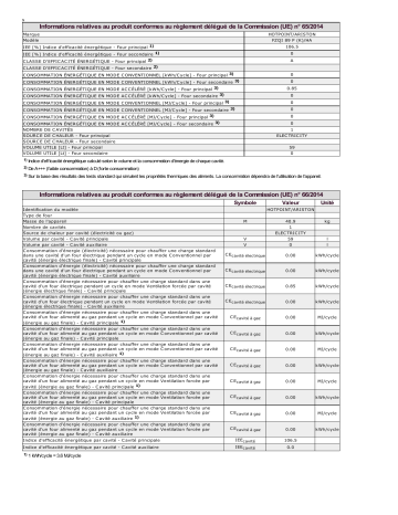 Product information | HOTPOINT/ARISTON FZQI 89 P (K)/HA Oven Manuel utilisateur | Fixfr