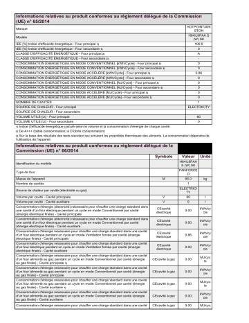 Product information | HOTPOINT/ARISTON H64IL9PAA S (W) SK Cooker Manuel utilisateur | Fixfr