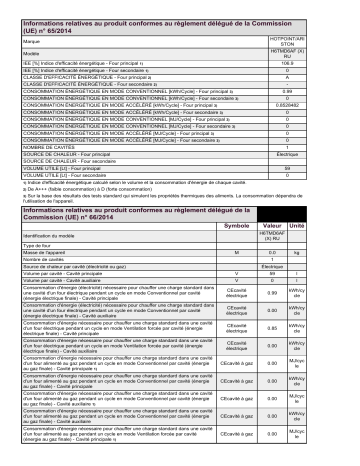 Product information | HOTPOINT/ARISTON H6TMD6AF (X) RU Cooker Manuel utilisateur | Fixfr