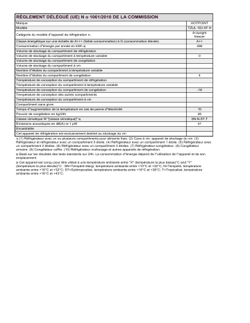 Product information | Hotpoint TZUL 163 XF H Freezer Manuel utilisateur | Fixfr