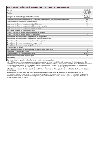 EÂ IB 15050 A1 D.UK | Product information | Indesit E IB 15050 A1 D.UK Fridge/freezer combination Manuel utilisateur | Fixfr