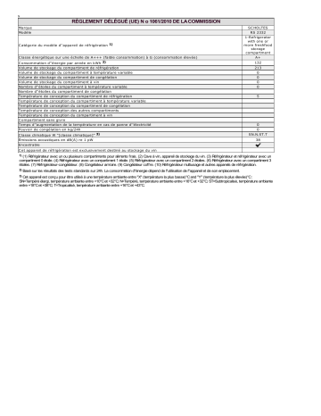 Product information | Scholtes RS 2332 Refrigerator Manuel utilisateur | Fixfr