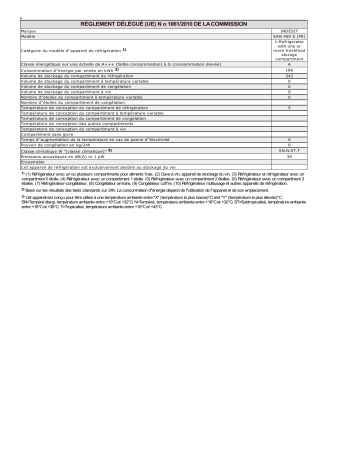 Product information | Indesit SAN 400 S (FR) Refrigerator Manuel utilisateur | Fixfr