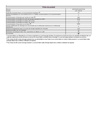 Product information | Whirlpool LSP 720A B Manuel utilisateur | Fixfr