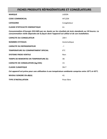 Product information | Whirlpool HF1204 Manuel utilisateur | Fixfr