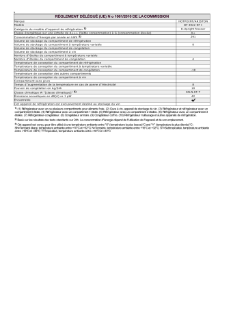 Product information | HOTPOINT/ARISTON BF 3022 NF I Freezer Manuel utilisateur | Fixfr