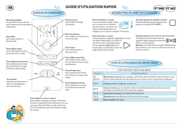 VT 267 / FB | VT 267 / FW | VT 296 SL | VT 266 SL | VT 296 WH | VT 296 BL | VT 266 BL | Manuel du propriétaire | Whirlpool VT 266 WH Microwave Manuel utilisateur | Fixfr