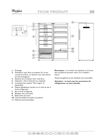 WME1899 DFC IX | WME1897 DFC W | WME1899 DFC W | Manuel du propriétaire | Whirlpool WME1897 DFC IX Refrigerator Manuel utilisateur | Fixfr