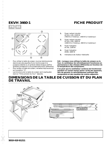 EKVH 3460-1 WS | EKVH 3460-1 IN | EKVH 3460-1 SW | Bauknecht EKVH 3460-1 BR Hob Manuel utilisateur | Fixfr