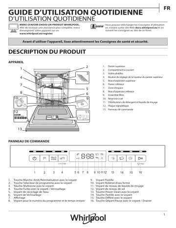 Whirlpool WFO 3T123 PF X Dishwasher Manuel utilisateur | Fixfr