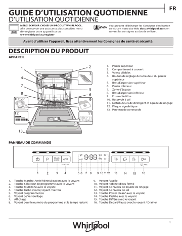 Whirlpool WBO 3T333 DF I Dishwasher Manuel utilisateur | Fixfr