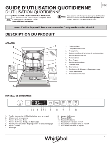 Whirlpool WCIO 3T123 PEF Dishwasher Manuel utilisateur | Fixfr