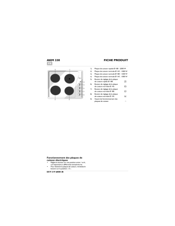 AKM330/WH | AKM 330 IX | AKM 330/IX | Whirlpool AKM 330/WH Hob Manuel utilisateur | Fixfr